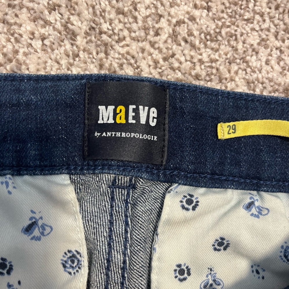 Maeve Anthropologie Jeans Sz 29 Dark Wash Straight Leg Mid Rise Denim - Picture 3 of 14